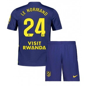 Atletico Madrid Robin Le Normand #24 Borta Kläder Barn 2025-26 Kortärmad (+ Korta byxor)